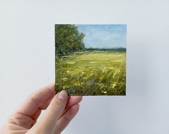 Field Painting Original Artwork Small Painting by SanaOriginalArt