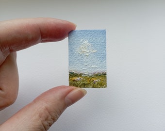 « Petite peinture à l'huile originale de prairie petit paysage » par SanaOriginalArt