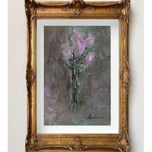 Roses Original Painting Bouquet Artwork Small Painting