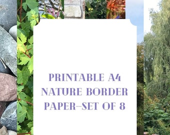 Printable Nature Border 4A Lined Paper--Set of 8 (Lined)