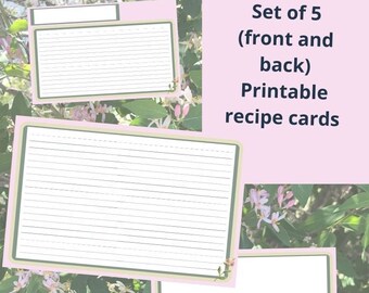 Printable Recipe Cards Pink Theme
