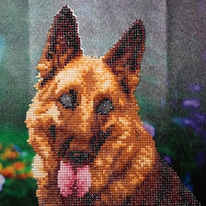 DEESAYG DIY 5D Love Diamond Art Painting Kit for Adults Art Star Dog German Shepherd Round Full Drill Craft Diamond Painting Canvas Supply for Home
