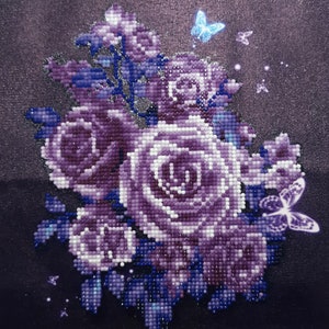 Purple Roses Completed 5D Diamond Painting