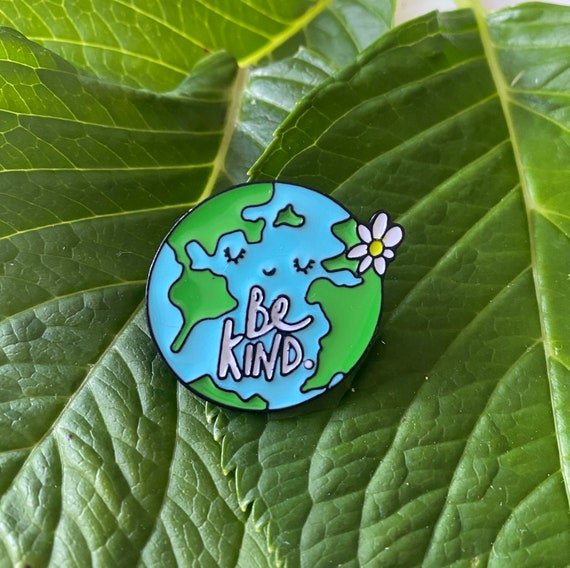 Mental Health Awareness Enamel Pin Badge &#39;Be Kind&#39; - World (supports MIND)