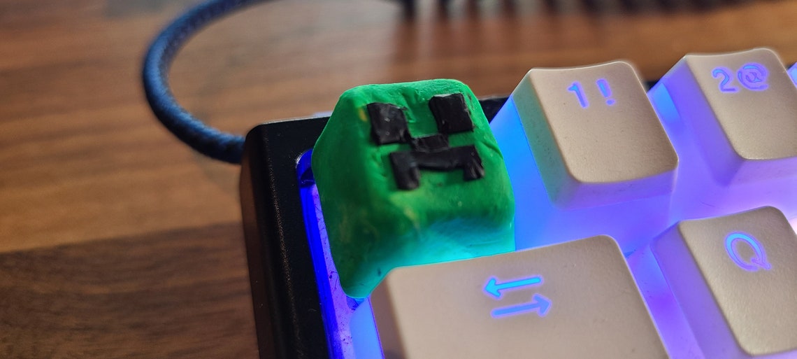 Handmade Polymer Clay Minecraft Creeper Keycap for most cherry Etsy