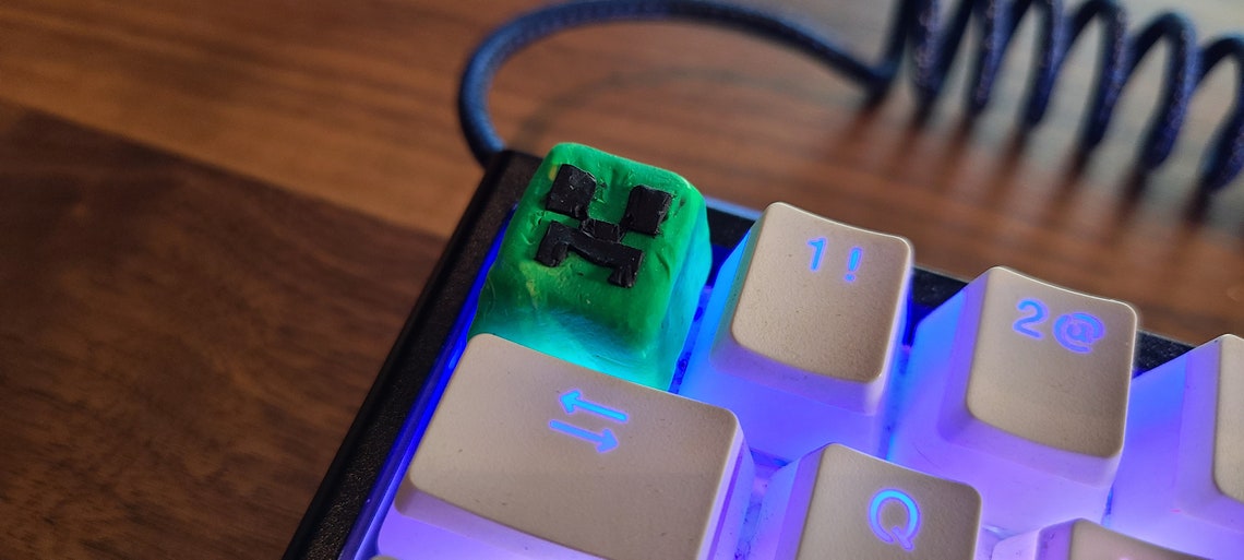 Handmade Polymer Clay Minecraft Creeper Keycap for most cherry Etsy