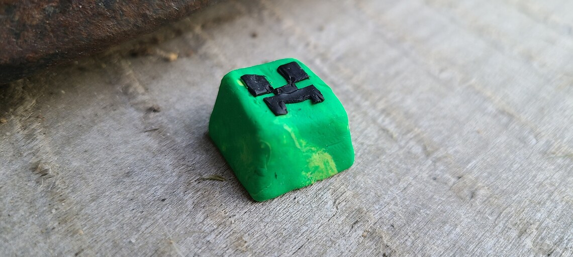 Handmade Polymer Clay Minecraft Creeper Keycap for most cherry Etsy