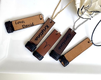 Personalized Family Bar Necklace For Women/Men, Initial Pendant, Zodiac Leather Name Jewelry, Birthday Gift, Anniversary