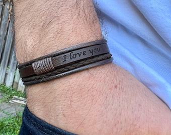 Custom Name Bracelet, Personalized Leather Bracelet For Men Custom Bracelets Man Husband Gift Bracelet, Special Father Gift