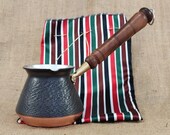 Handmade Copper Coffee Pot - Turkish Greek Arabic Armenian Coffee Pot With Wooden Handle Thickest Solid Hammered Antique Copper (18 fl.oz)