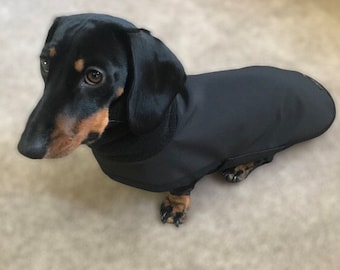 Waterproof Dachshund Coat (Black polar neck)