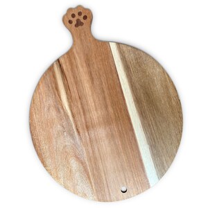 Cricket and Junebug Cheese Board/Plate Cat Paws, Round Charcuterie Board with Handle – 16 x 12 x 0.5 Inch