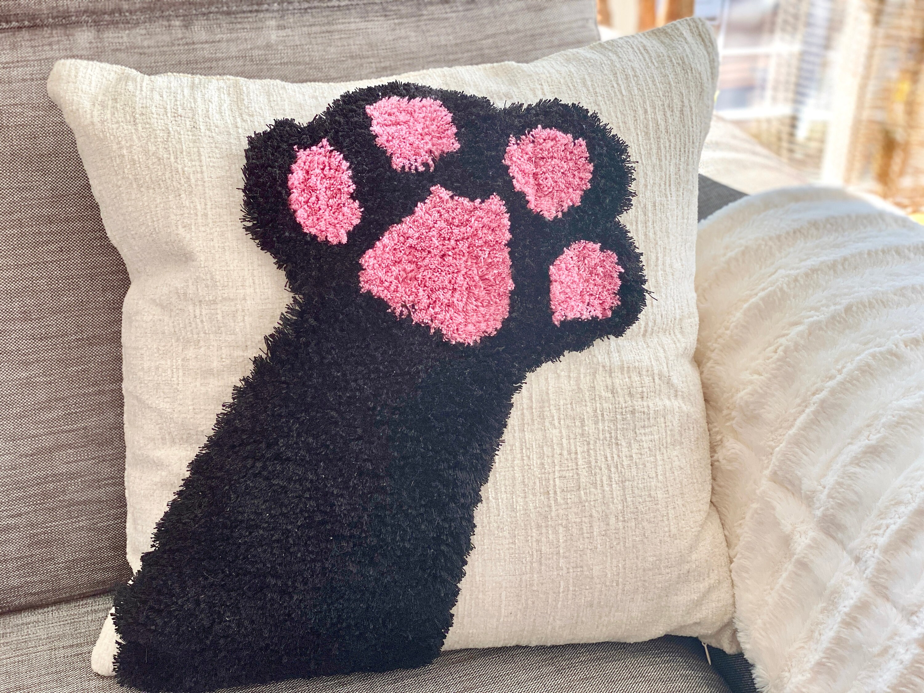 Cricket and Junebug Cat Paw Throw Pillow Cover 18x18 Woven Etsy