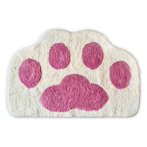 Cricket & Junebug Bathroom Rug/Mat Cat Paws 23x35 Inch (White  Pink)