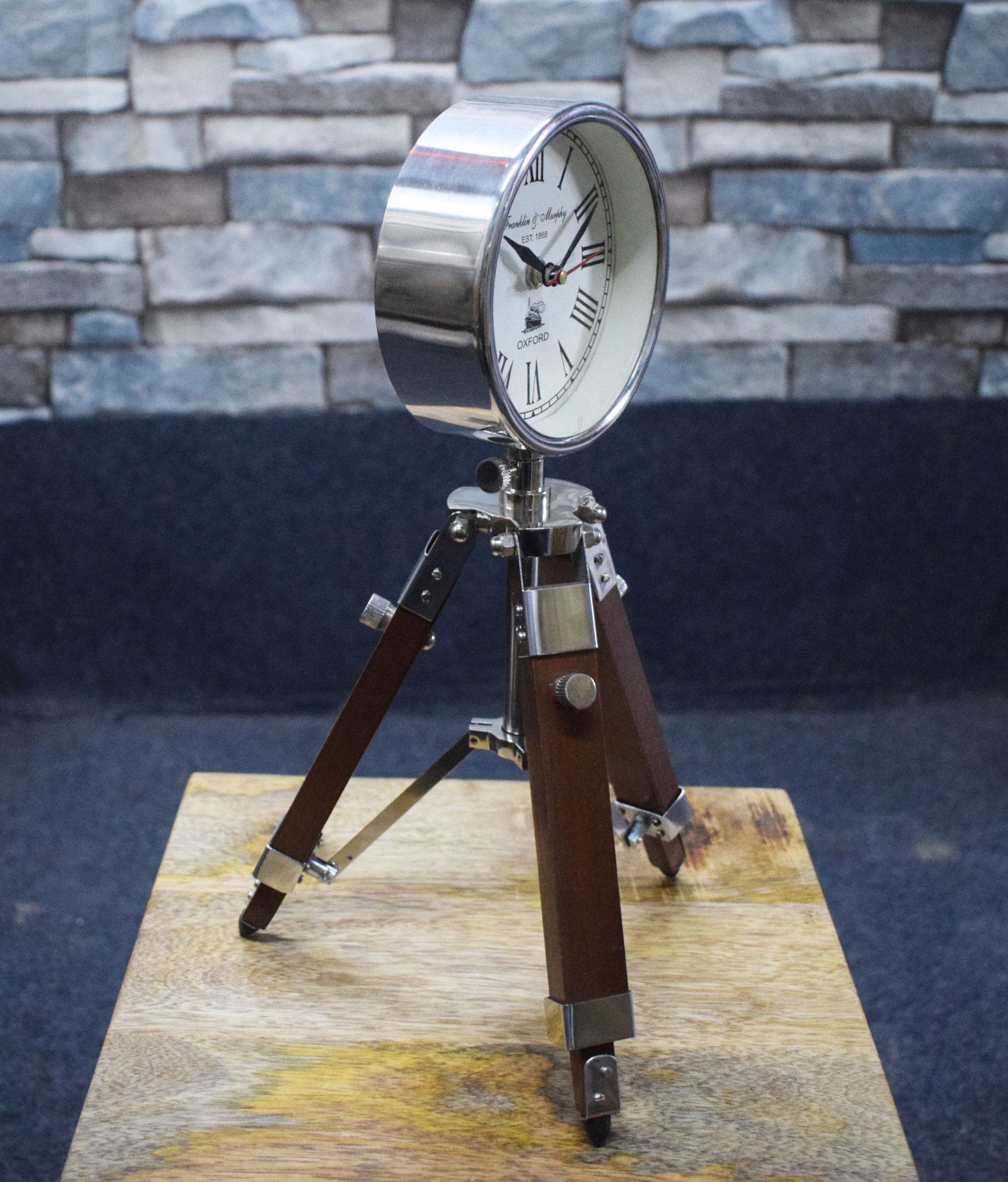 14Table Stand Clock Adjustable Stand Shiny Silver Clock Etsy