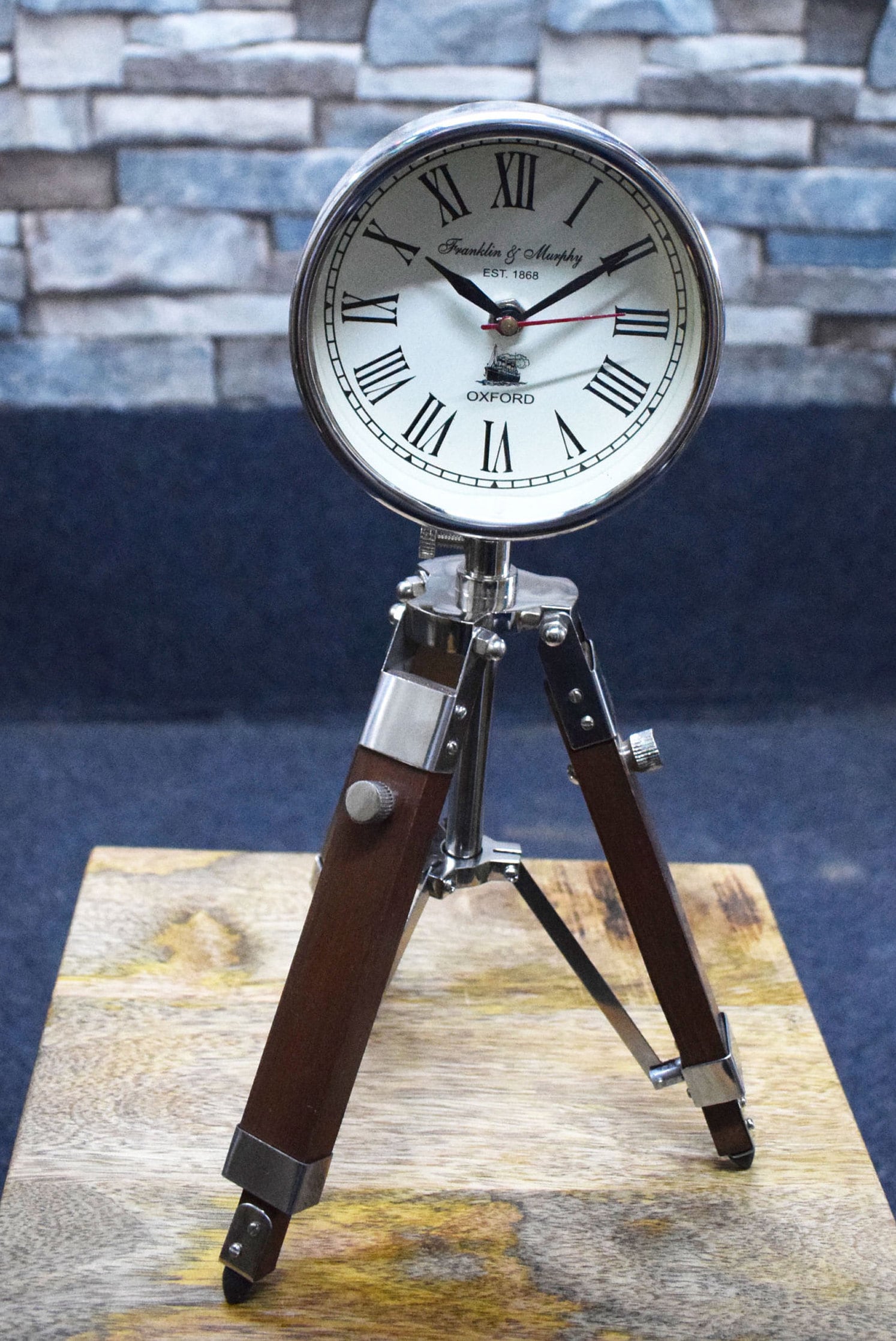 14Table Stand Clock Adjustable Stand Shiny Silver Clock Etsy