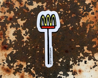 mutated mcdonald's golden arches sign sticker