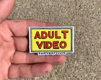 adult video sign roadside attraction sticker