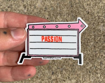passion pink arrow sign roadside attraction sticker