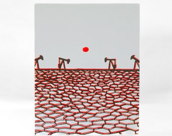 oil rigs under the red egg-yolk eye of the sun - 8x10 screen print