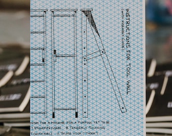 instructions for tool wall diagram zine with 2-color screen printed cover