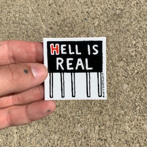 hell is real billboard sticker