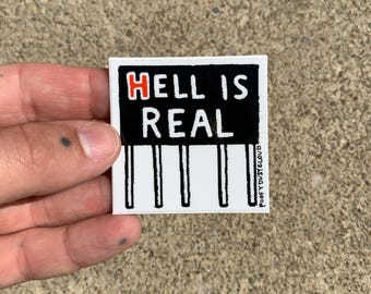 hell is real billboard sticker