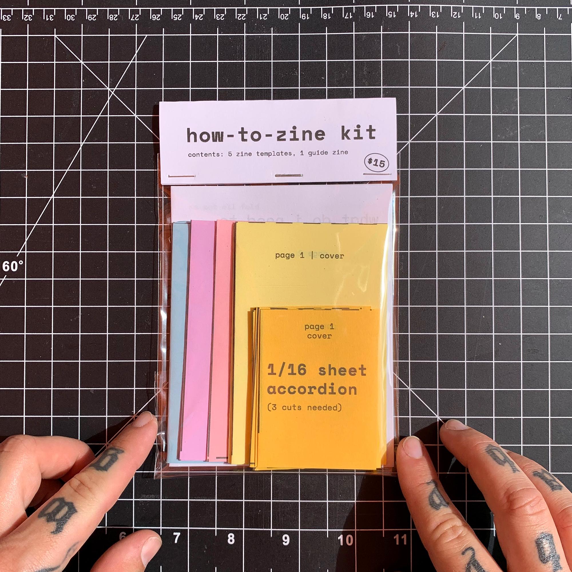 how-to-zine zine-making kit with templates and instructions