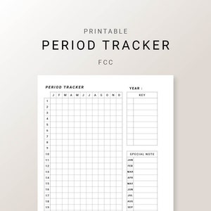 FCC Period Tracker Printable Menstrual Cycle Tracking Planner ...