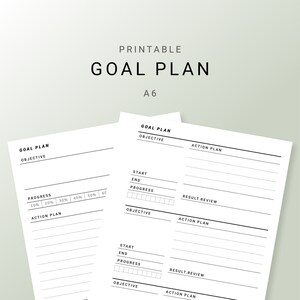 Goal Planner Afdrukbare A6 | | voor | Tracker voor het instellen van doelen | Projectplanner Lay-out | Productiviteitsplanner voor minimalistisch