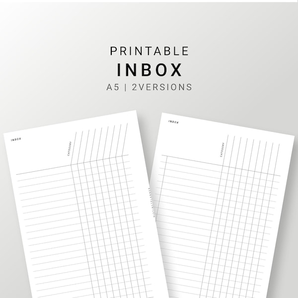 Printable Inbox A5 size, Inbox Planner Inserts, Inbox Tracker, Checklist, Priority, To Do List