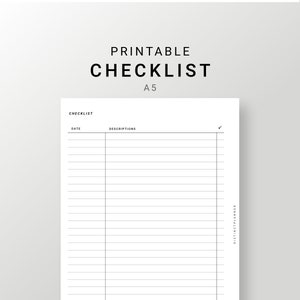 Aufgabenliste Druckbare A5, Dinge zu tun Listen Vorlage, Minimalistische ChecklistenEinlagen, Daily Done Liste Gefüttertes Layout, Daily Task Organizer