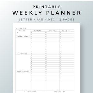 Planificador semanal por hora imprimible / Inserciones de diario sin fecha / Bloqueo de tiempo digital de 24 horas / Registro vertical 2 páginas / Bullet Journal