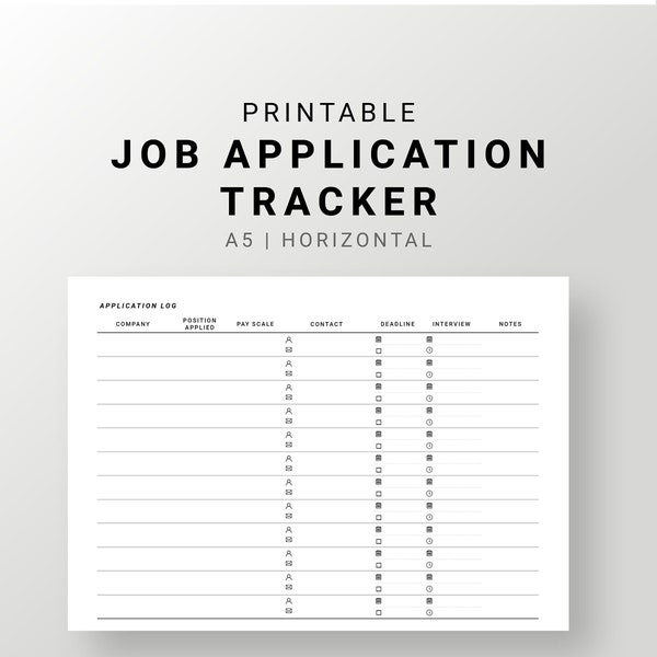 Applikation Tracker für Job seeker A5 Einlagen | Bewerbungsvorlage Zum Ausdrucken | Job Search Record Organizer für Job