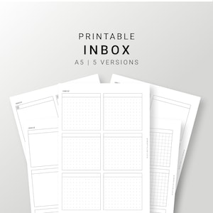 Inbox Planner Inserts, A5 Inbox Template for Minimalist, Inbox Tracker Dashboard, Checklist, Brain Dump, Get It Done List