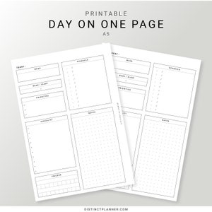 A5 Daily Planner Printable, Undated Daily Organizer, Day on One Page Layout, Daily Journal Inserts Template, DO1P for Minimalist