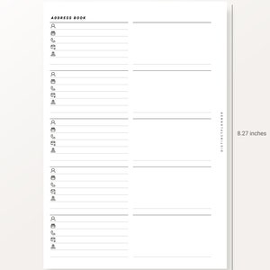 A5 Address Book Printable Inserts, Contact List Template Planner Refill ...