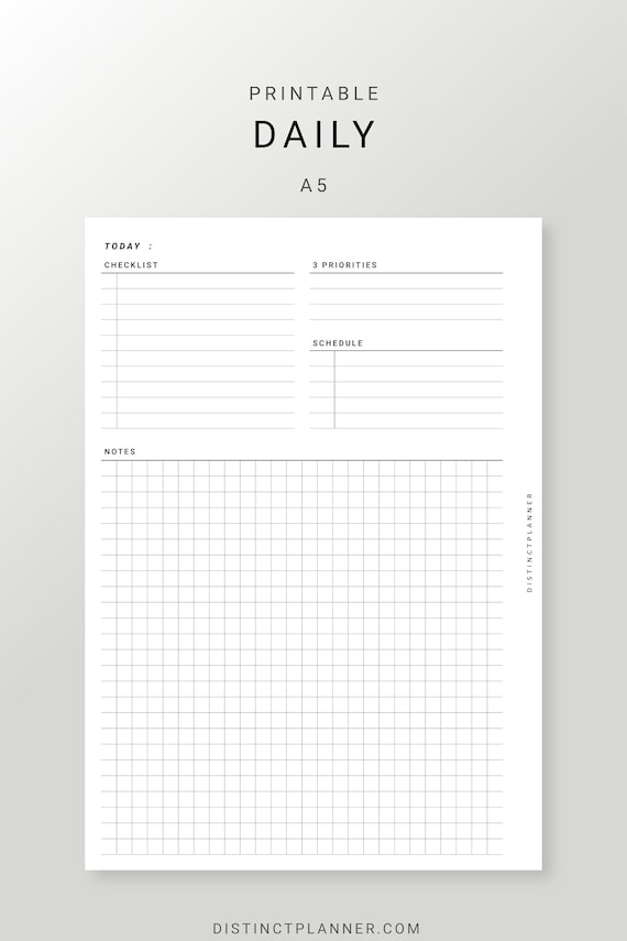 A5, Daily Journal Printable Lined Daily Diary Template Undated