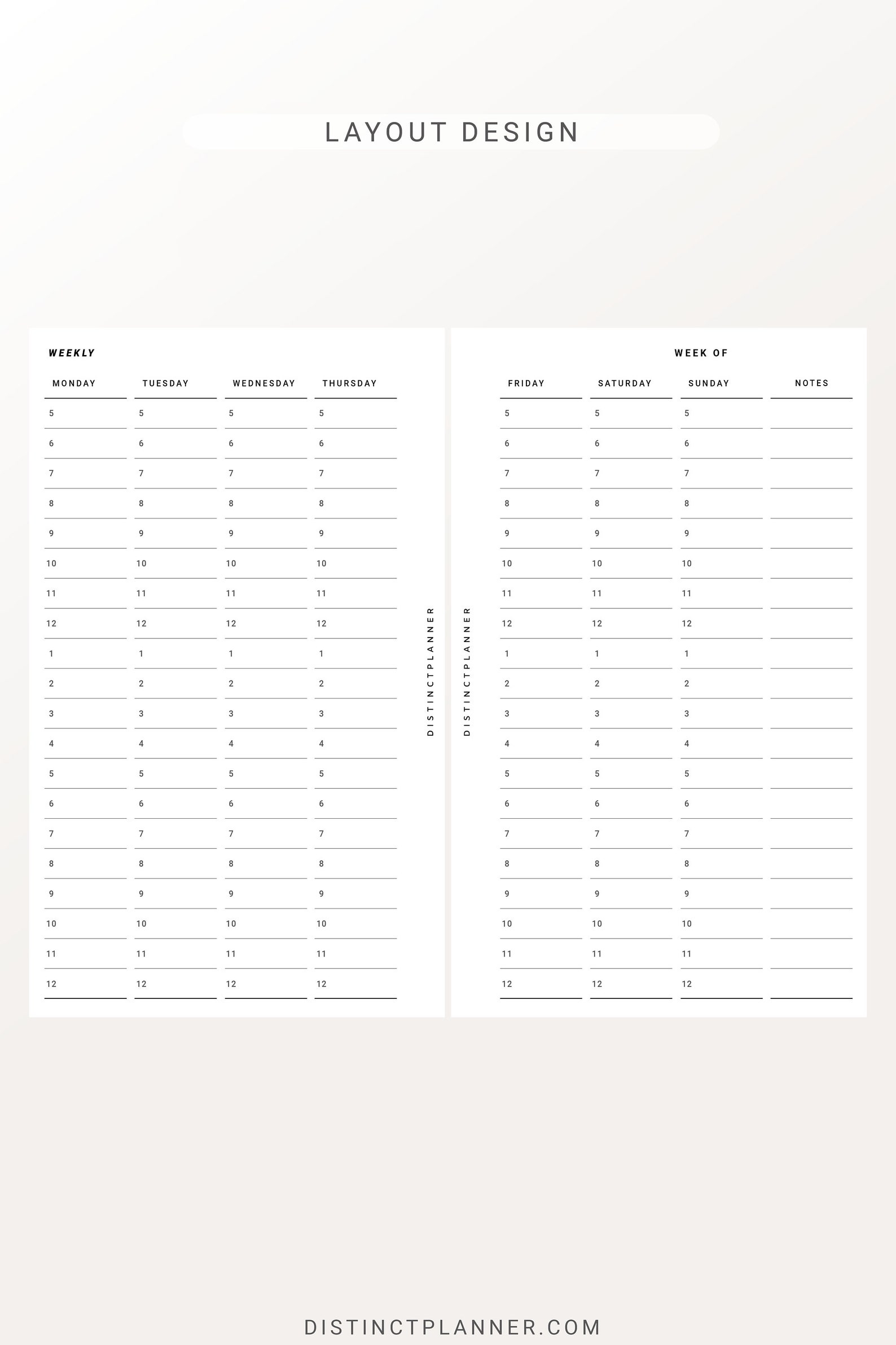 FCC Inserts Weekly Timetable Printable Hourly Schedule - Etsy