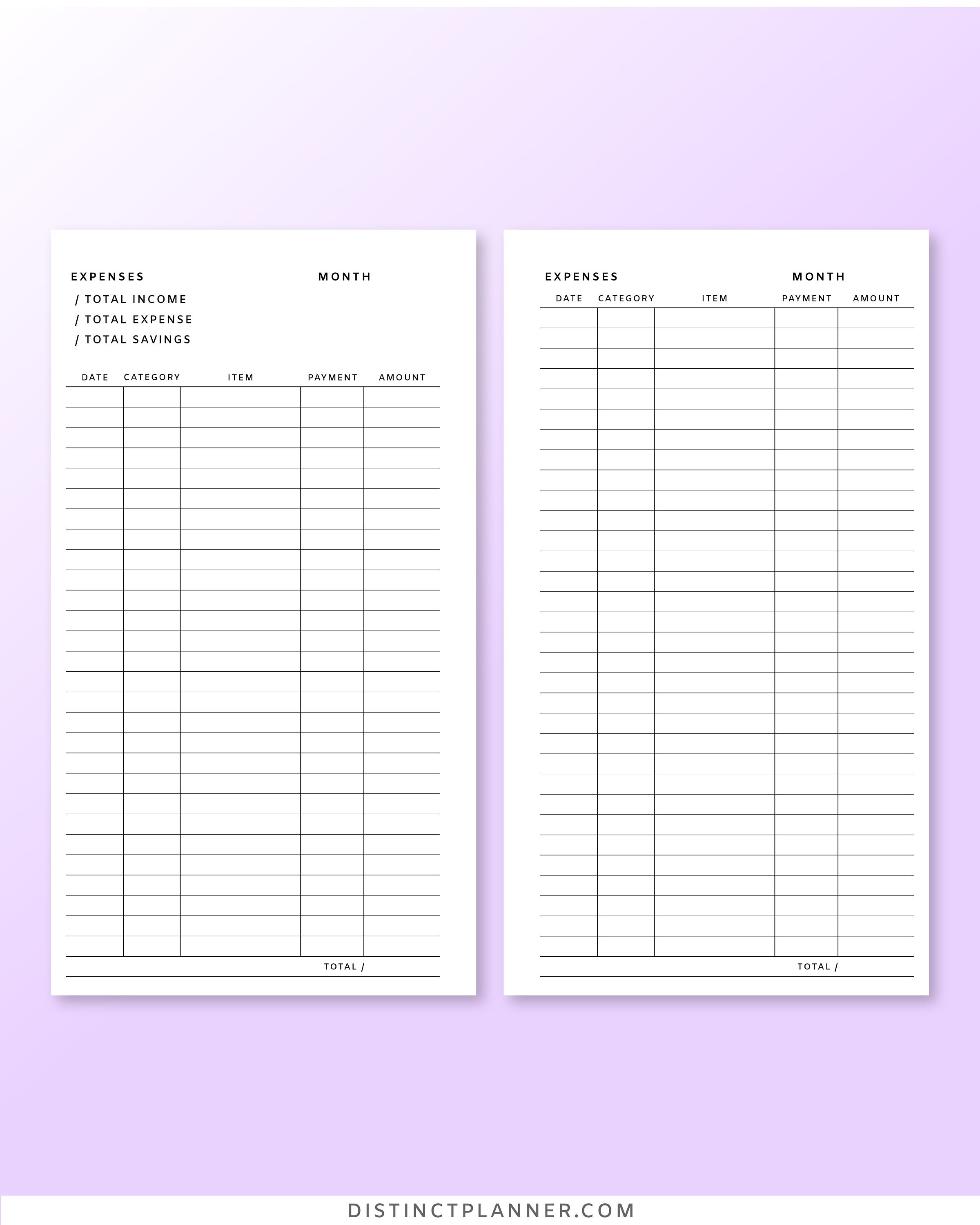 Personal Expense Tracker Printable With Category Finance Spending ...