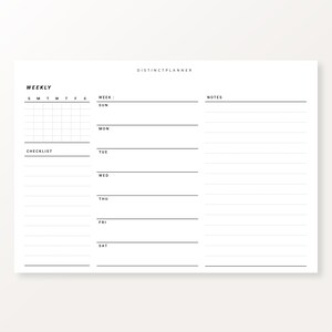 Weekly Planner Horizontal Template A6 Inserts, Undated Weekly Journal ...
