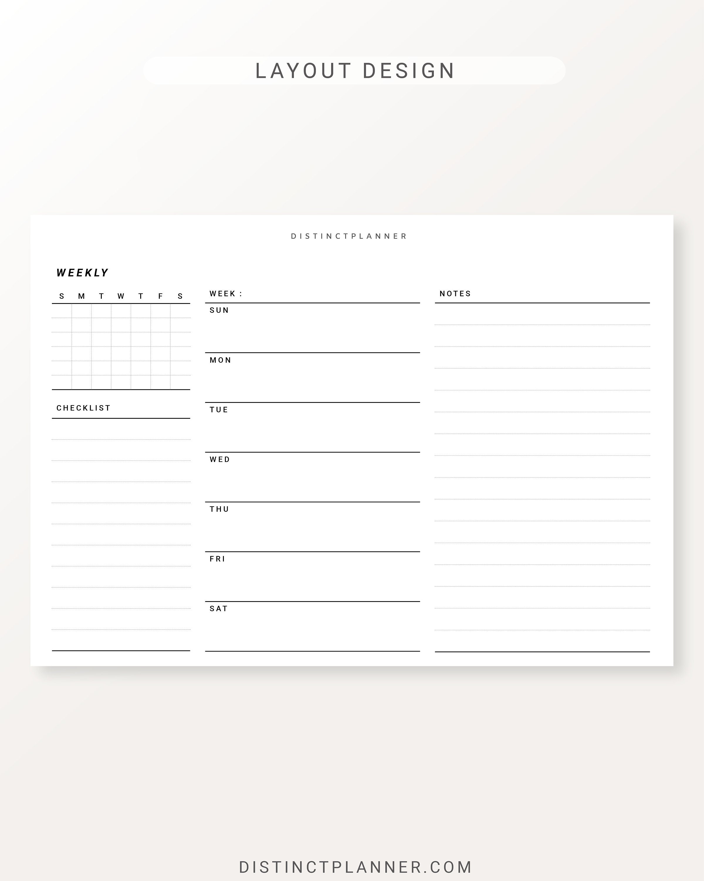 Weekly Planner Horizontal Template A6 Inserts, Undated Weekly Journal ...