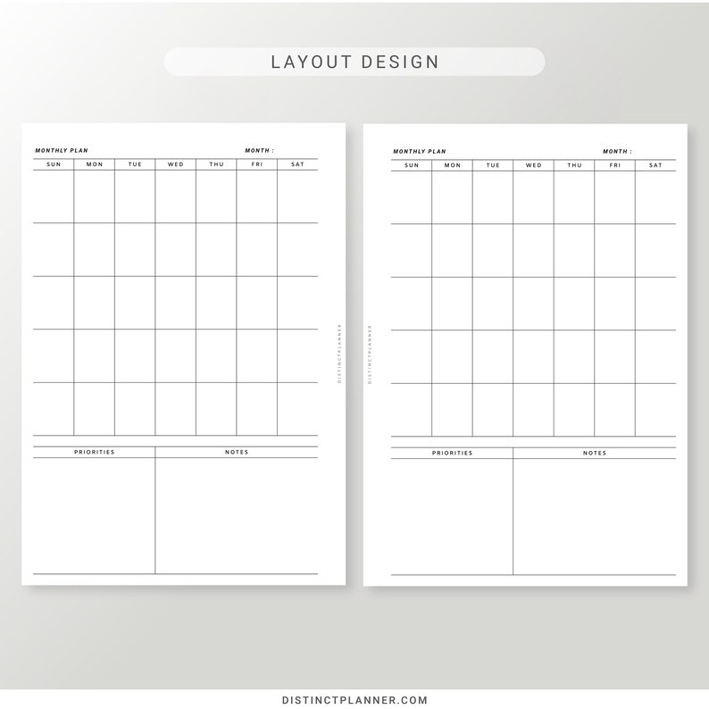 A5 Undated Monthly Planner Printable for Minimalist Month | Etsy