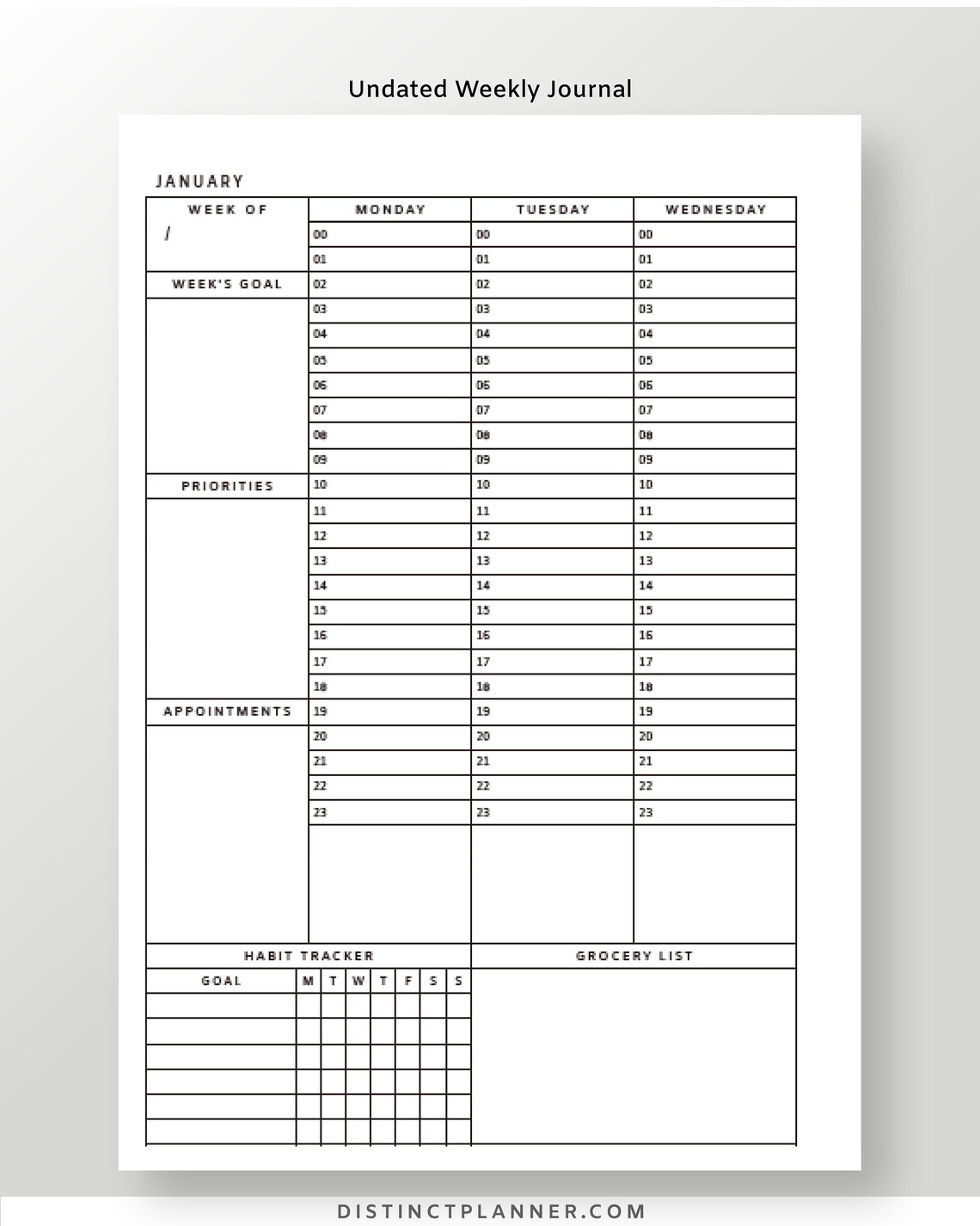 Weekly Hourly Planner A5 Undated Journal Inserts 24 Hour Time Blocking ...
