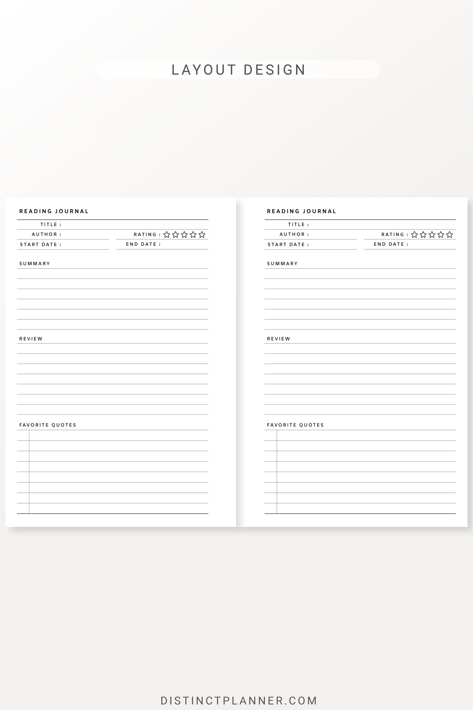 A6 Reading Journal Printable Editable Book Review Template PDF Book ...
