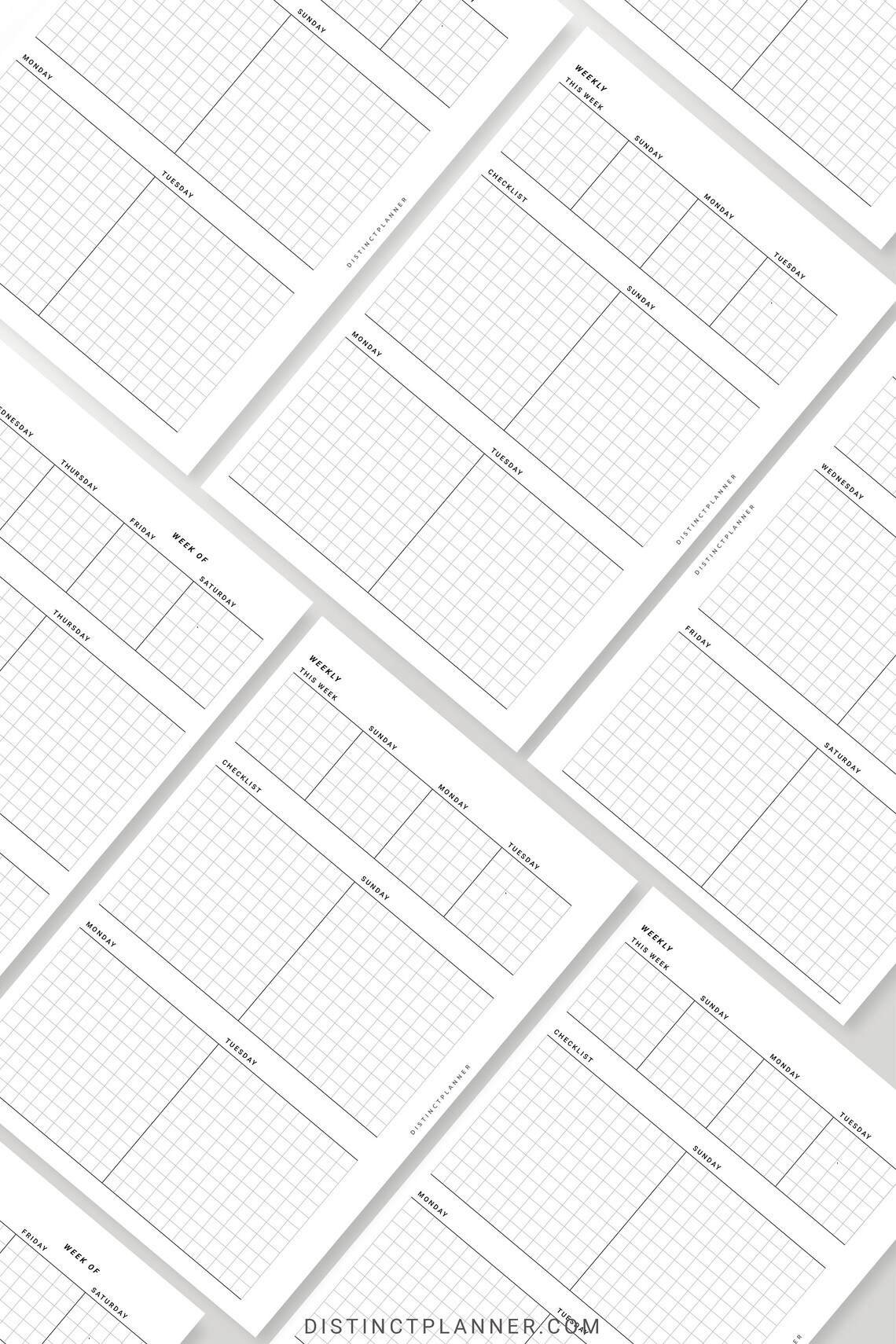A5 Weekly Planner Printable Inserts Week on Two Pages Grid | Etsy