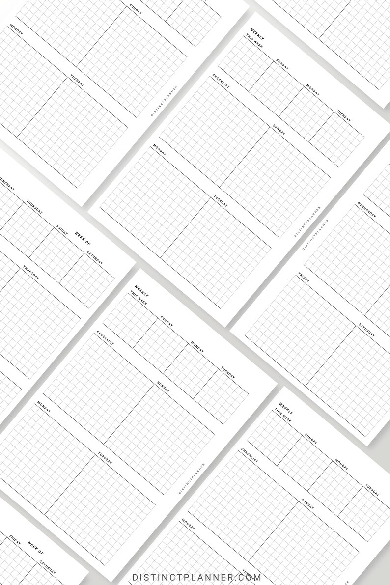 A5 Weekly Planner Printable Inserts Week on Two Pages Grid - Etsy