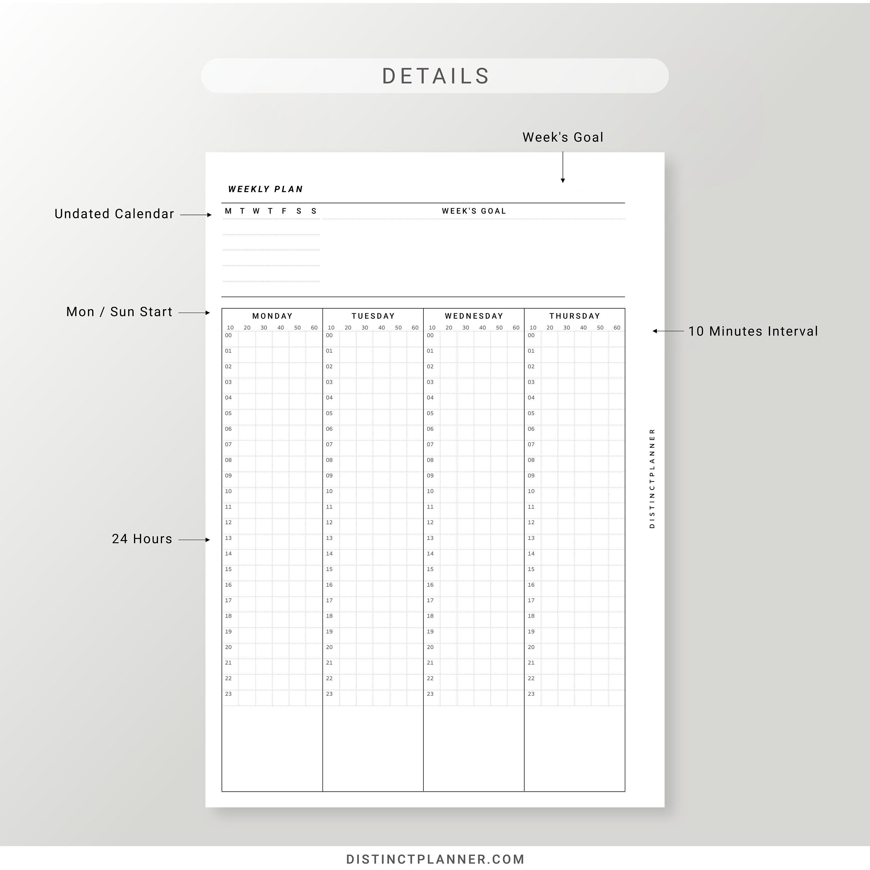 A5 Undated Weekly Time Blocking Printable | Best Time Management ...