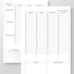 Weekly Hourly Planner A5 Undated Journal Inserts 24 Hour Time Blocking ...