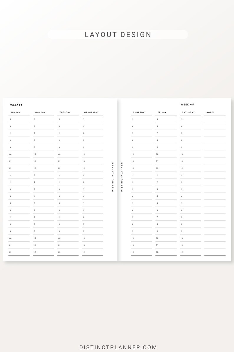 A6 Inserts Weekly Timetable Printable Hourly Schedule - Etsy